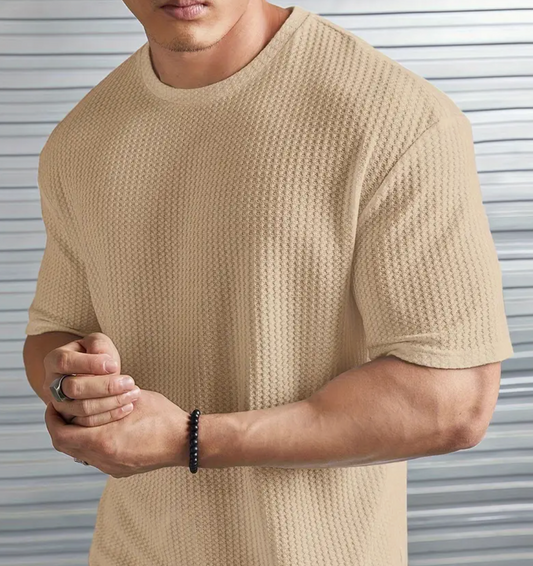 Mens Textured Crew Neck Short Sleeve Tee