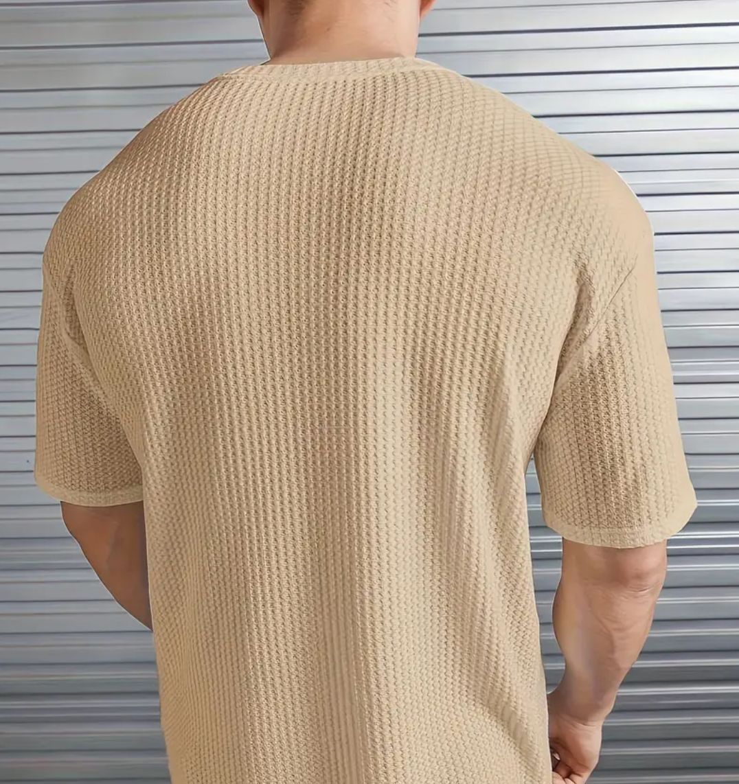 Mens Textured Crew Neck Short Sleeve Tee