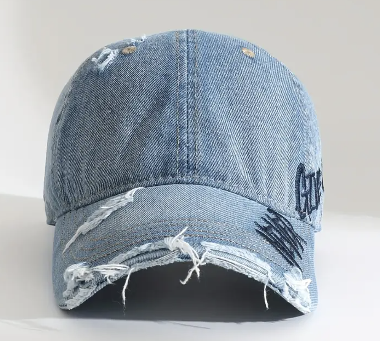 Vintage-Style Washed Denim Baseball Cap