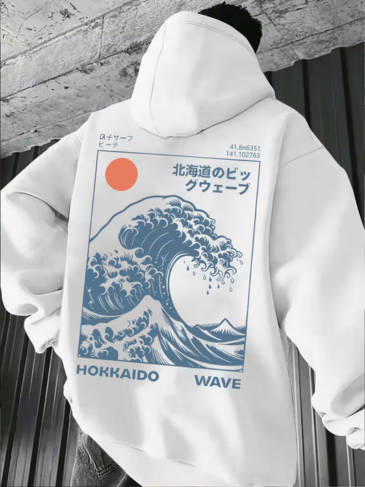 Mens Hoodie Japanese Wave