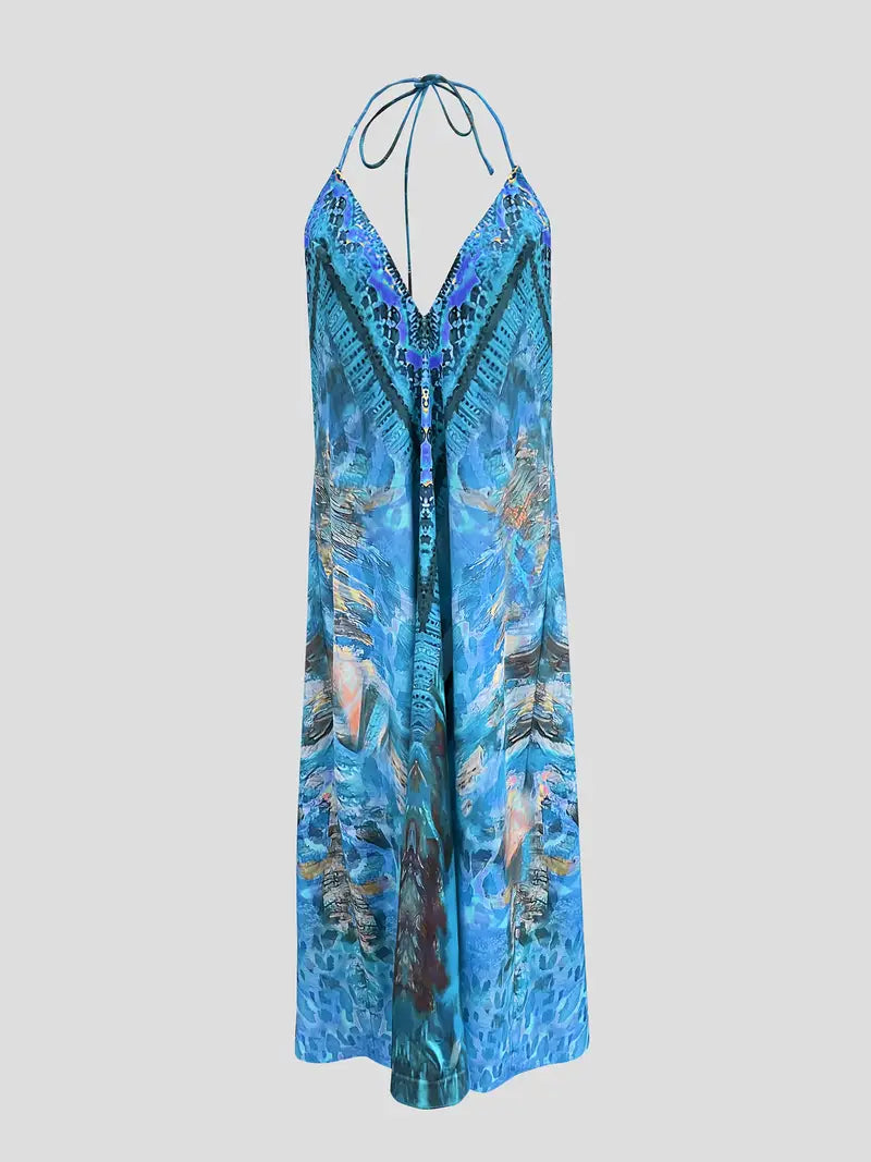 Woman's Bohemian Halter Neck Dress