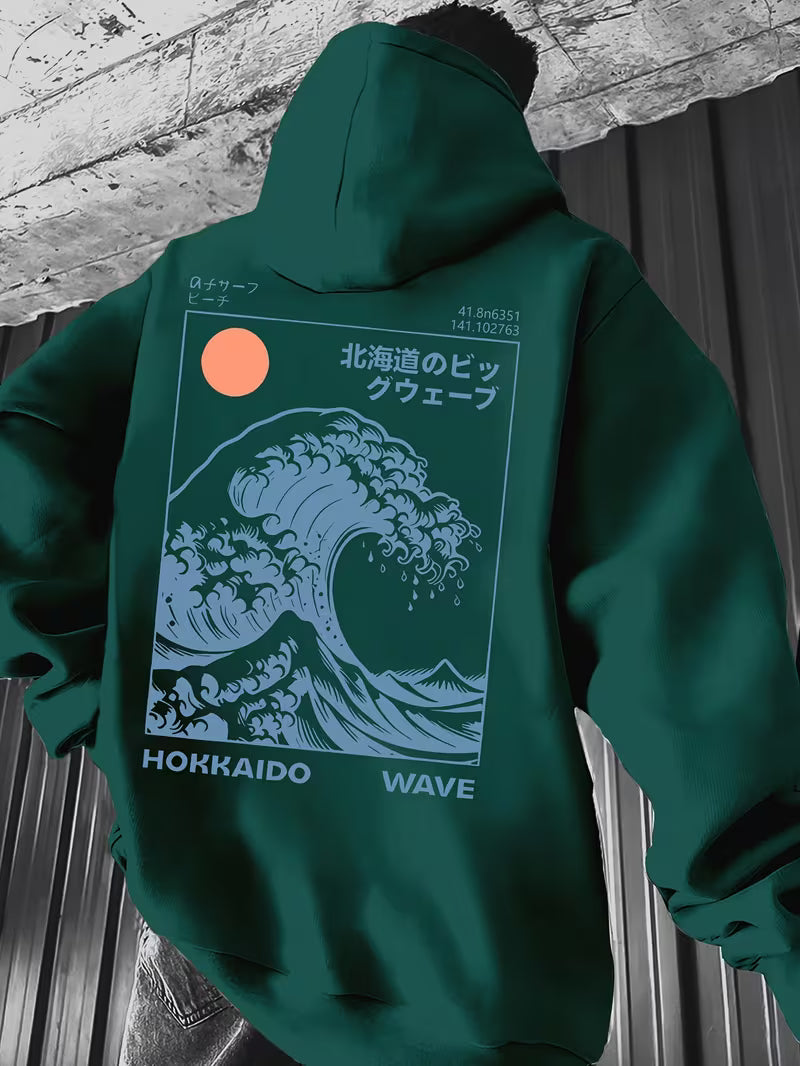 Mens Hoodie Japanese Wave