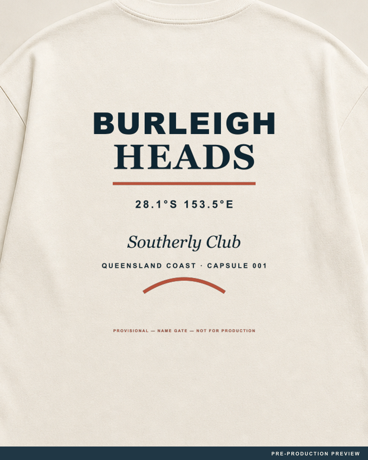 Burleigh Tee — decoration close-up — PRE-PRODUCTION PREVIEW [preview-imagery]