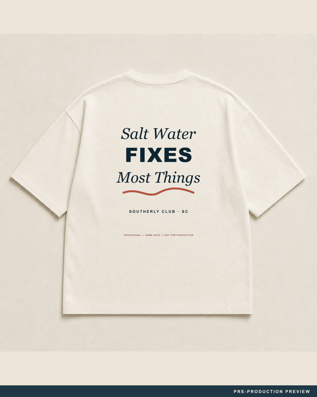 Salt Water Fixes Most Things Tee — main decoration hero — PRE-PRODUCTION PREVIEW [preview-imagery]