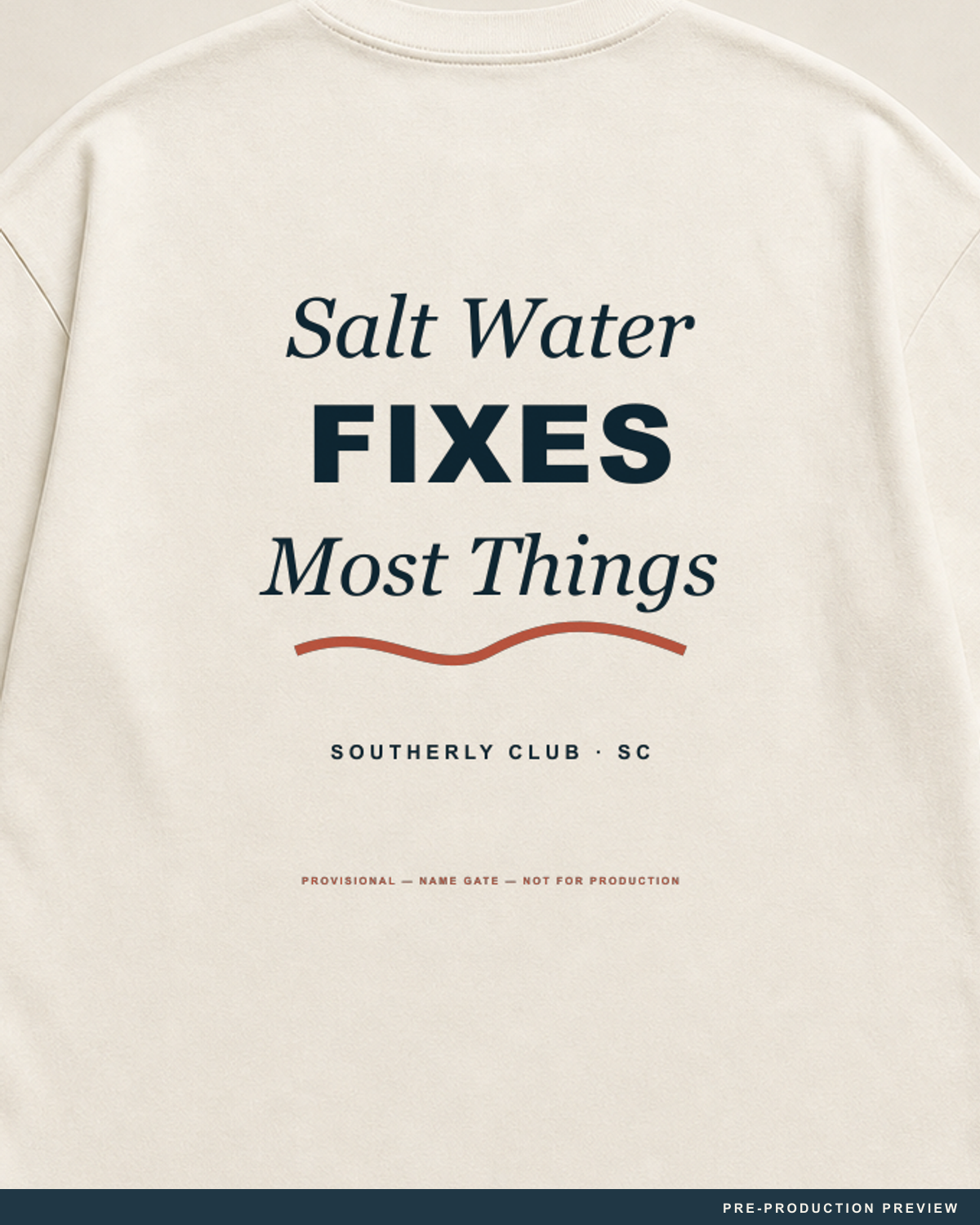 Salt Water Fixes Most Things Tee — decoration close-up — PRE-PRODUCTION PREVIEW [preview-imagery]