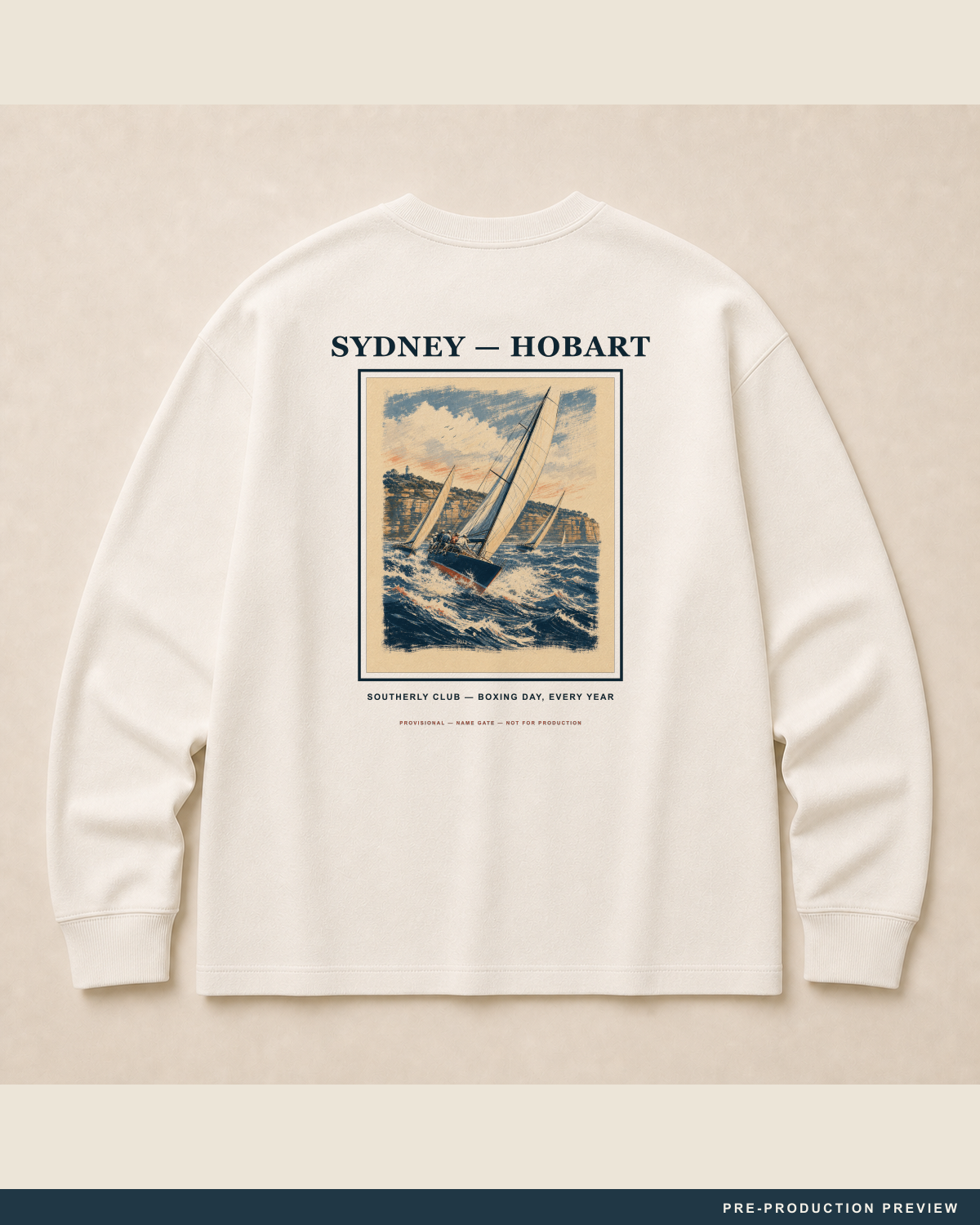 Sydney–Hobart Longsleeve — main decoration hero — PRE-PRODUCTION PREVIEW [preview-imagery]