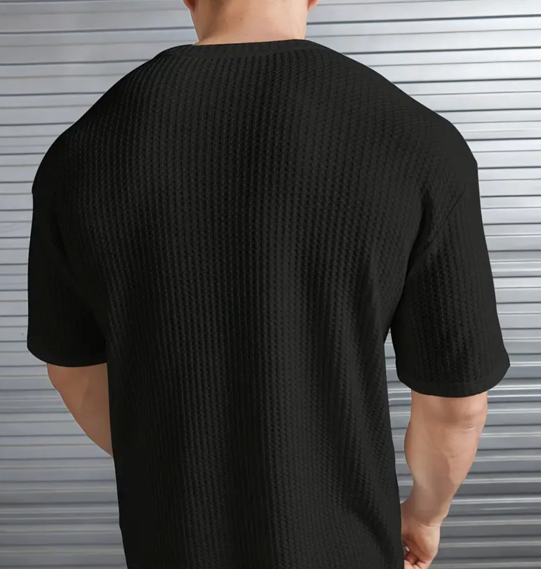 Mens Textured Crew Neck Short Sleeve Tee