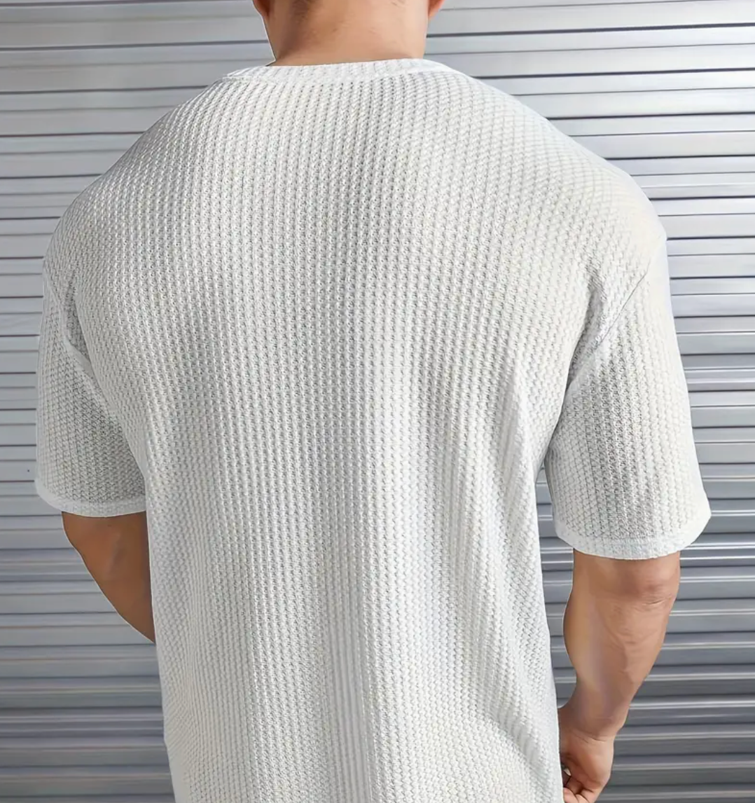 Mens Textured Crew Neck Short Sleeve Tee
