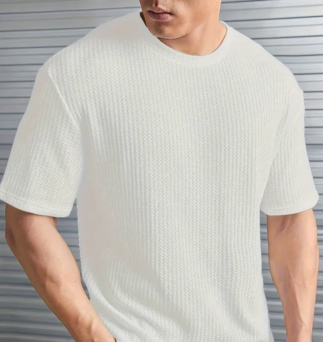 Mens Textured Crew Neck Short Sleeve Tee
