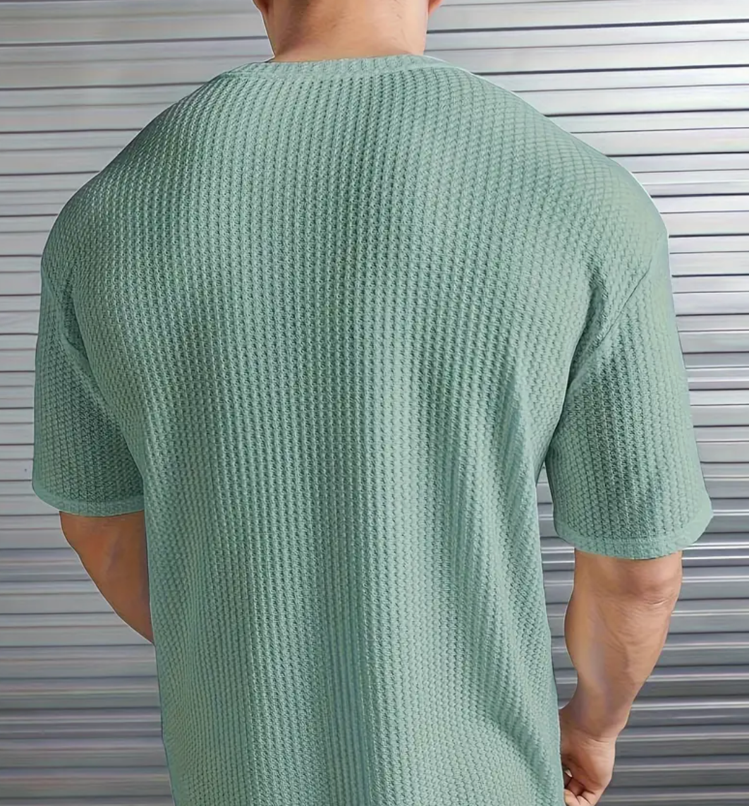 Mens Textured Crew Neck Short Sleeve Tee