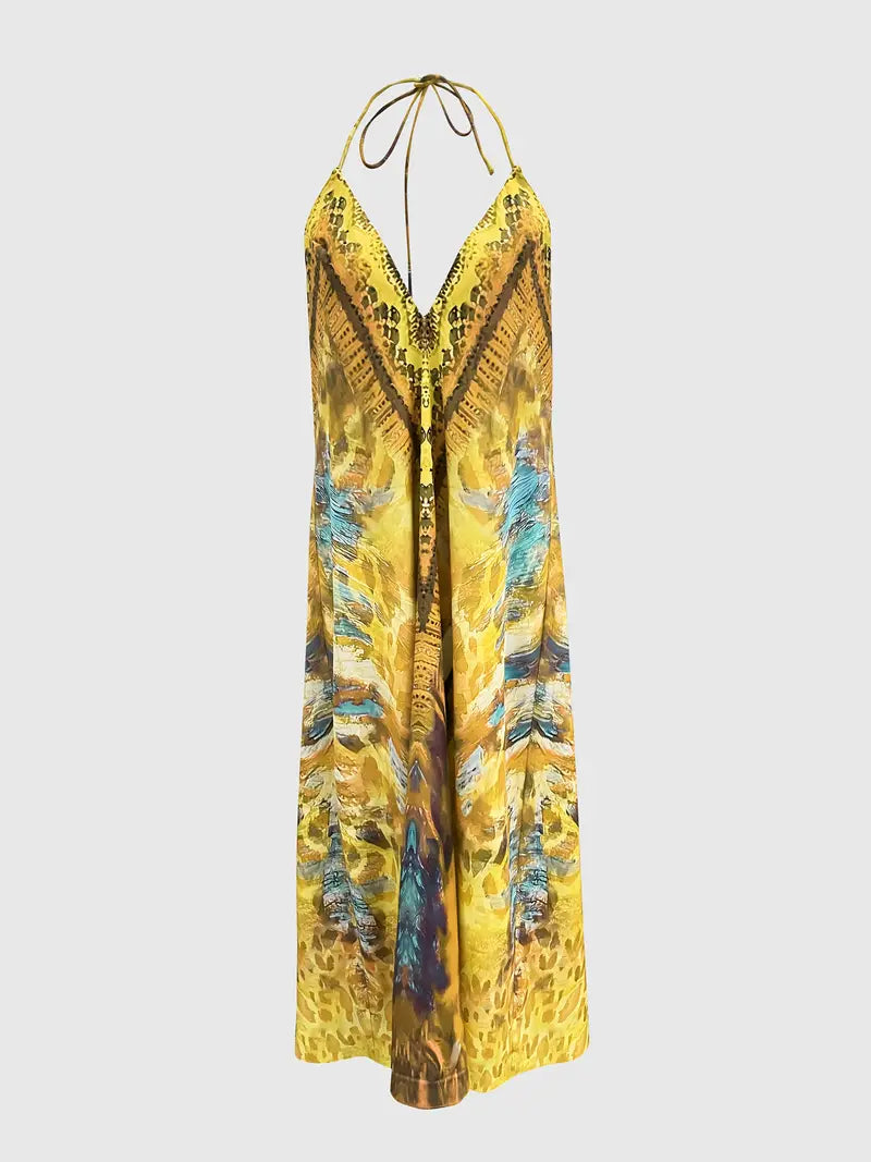 Woman's Bohemian Halter Neck Dress