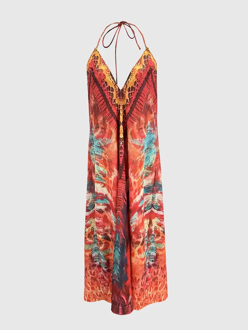 Woman's Bohemian Halter Neck Dress